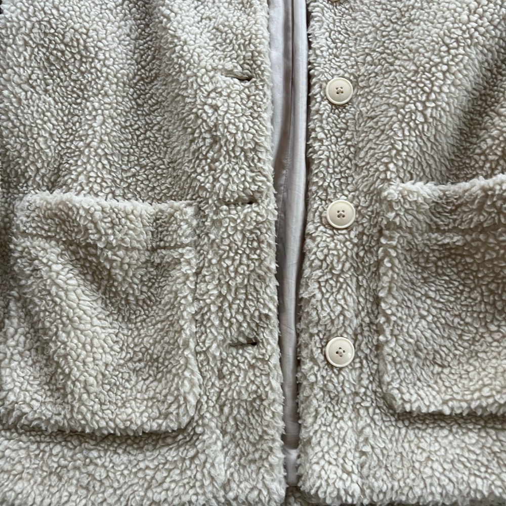 Madewell cream Sherpa soft oversized teddy jacket coat white beige tan small - Picture 6 of 10
